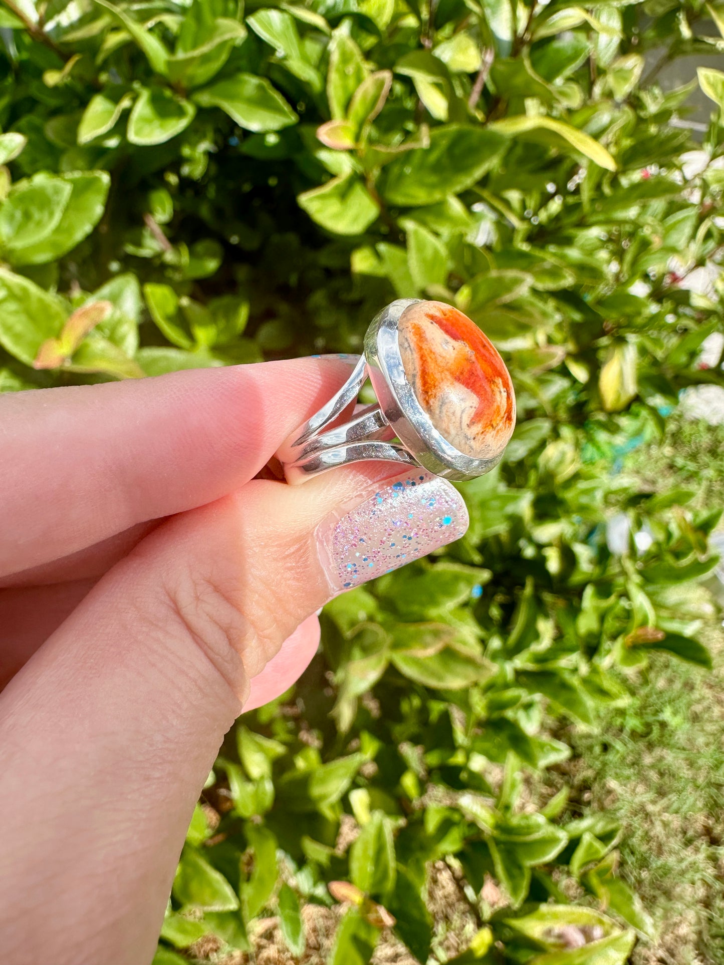 Sterling Silver Fire Opal Ring Size 8.25, Unique Gemstone Jewelry, October Birthstone, Gift for Her, Elegant Fire Opal Ring