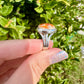 Sterling Silver Fire Opal Ring Size 8.25, Unique Gemstone Jewelry, October Birthstone, Gift for Her, Elegant Fire Opal Ring