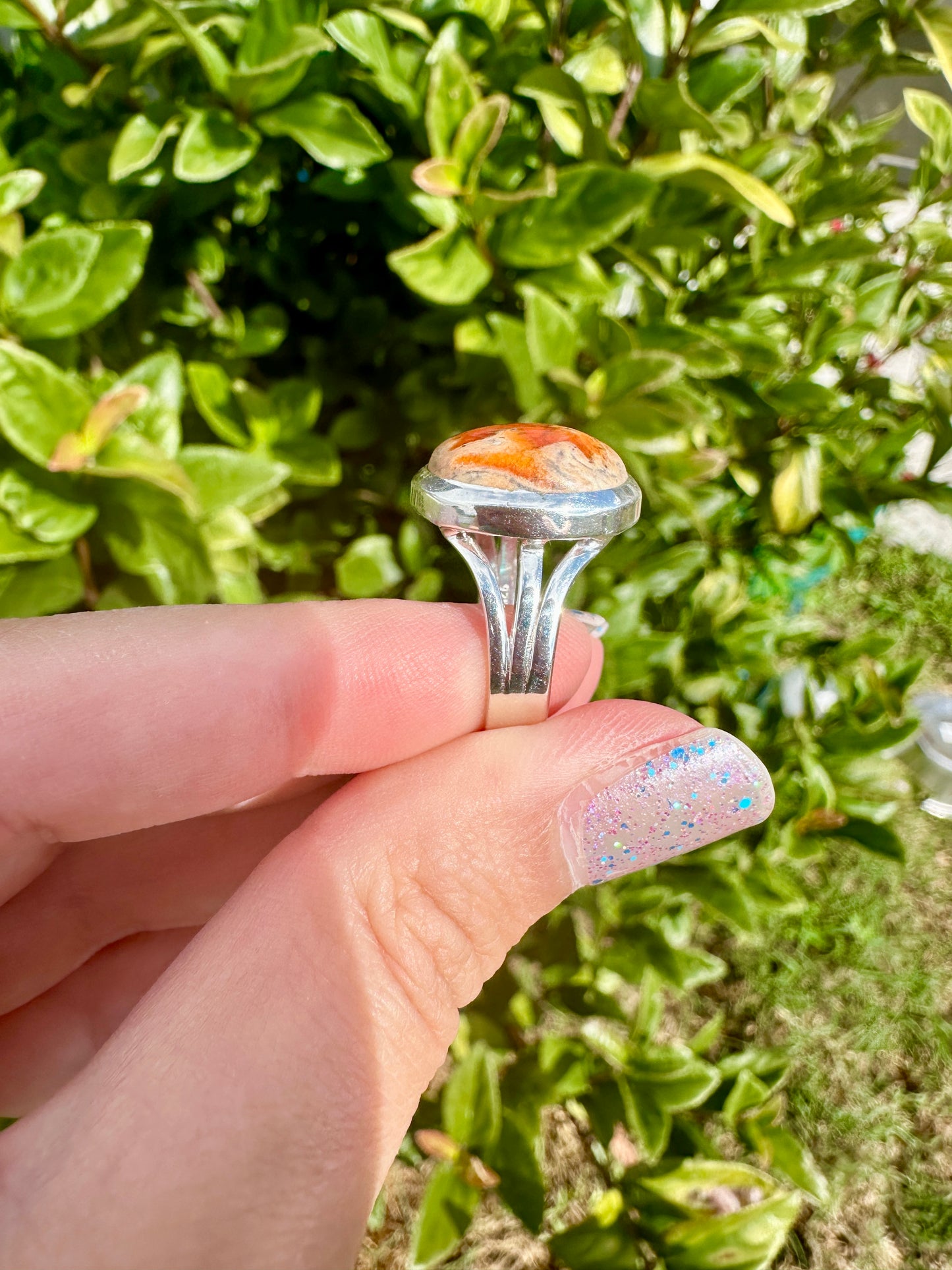 Sterling Silver Fire Opal Ring Size 8.25, Unique Gemstone Jewelry, October Birthstone, Gift for Her, Elegant Fire Opal Ring