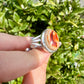 Sterling Silver Fire Opal Ring Size 8.25, Unique Gemstone Jewelry, October Birthstone, Gift for Her, Elegant Fire Opal Ring