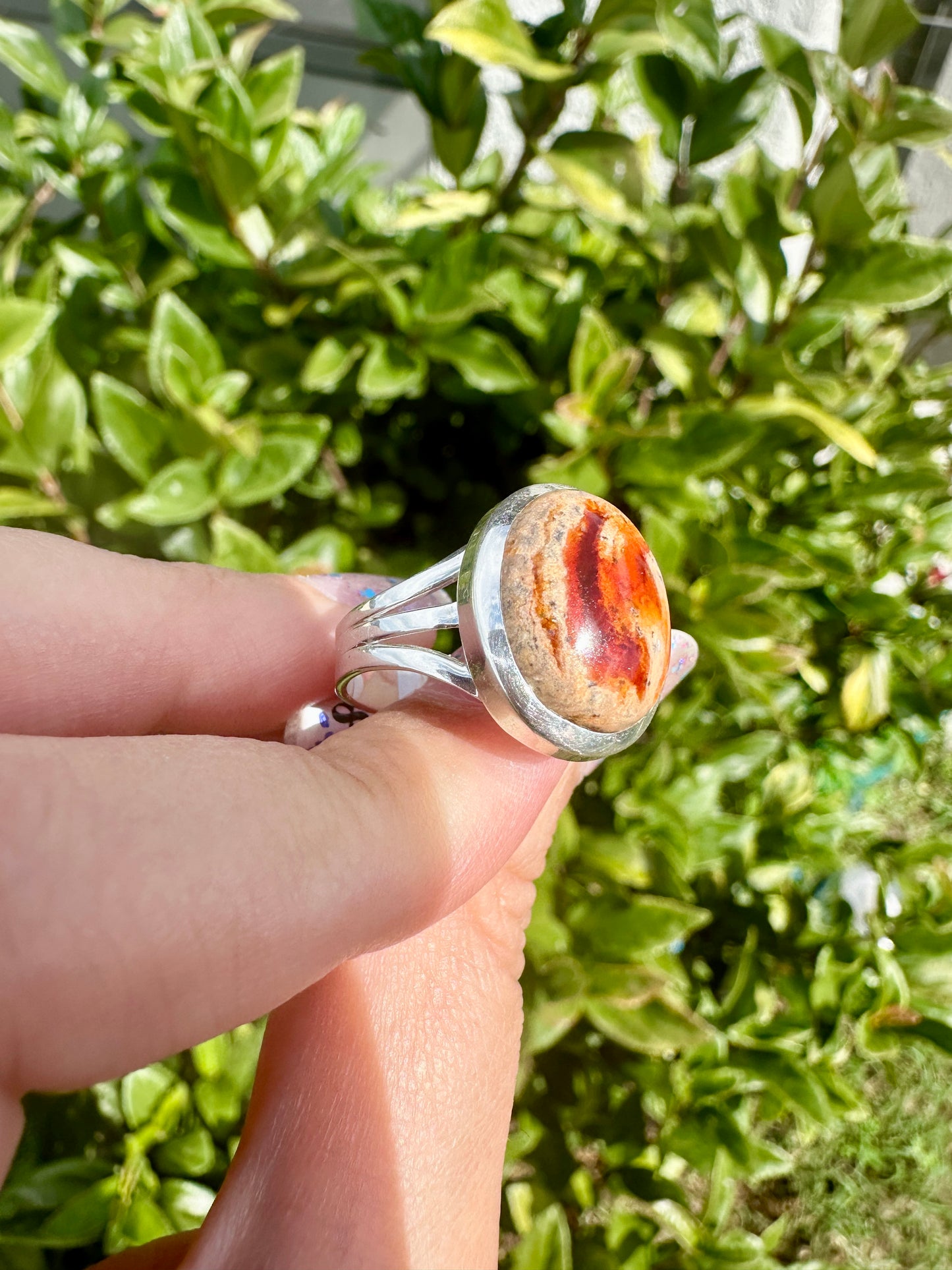 Sterling Silver Fire Opal Ring Size 8.25, Unique Gemstone Jewelry, October Birthstone, Gift for Her, Elegant Fire Opal Ring