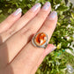 Sterling Silver Fire Opal Ring Size 8.25, Unique Gemstone Jewelry, October Birthstone, Gift for Her, Elegant Fire Opal Ring