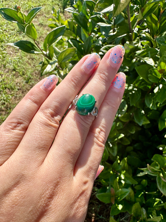 Elegant Malachite  Adjustable Ring – Unique Green Gemstone Jewelry for Women –  Durable – Perfect Gift Idea