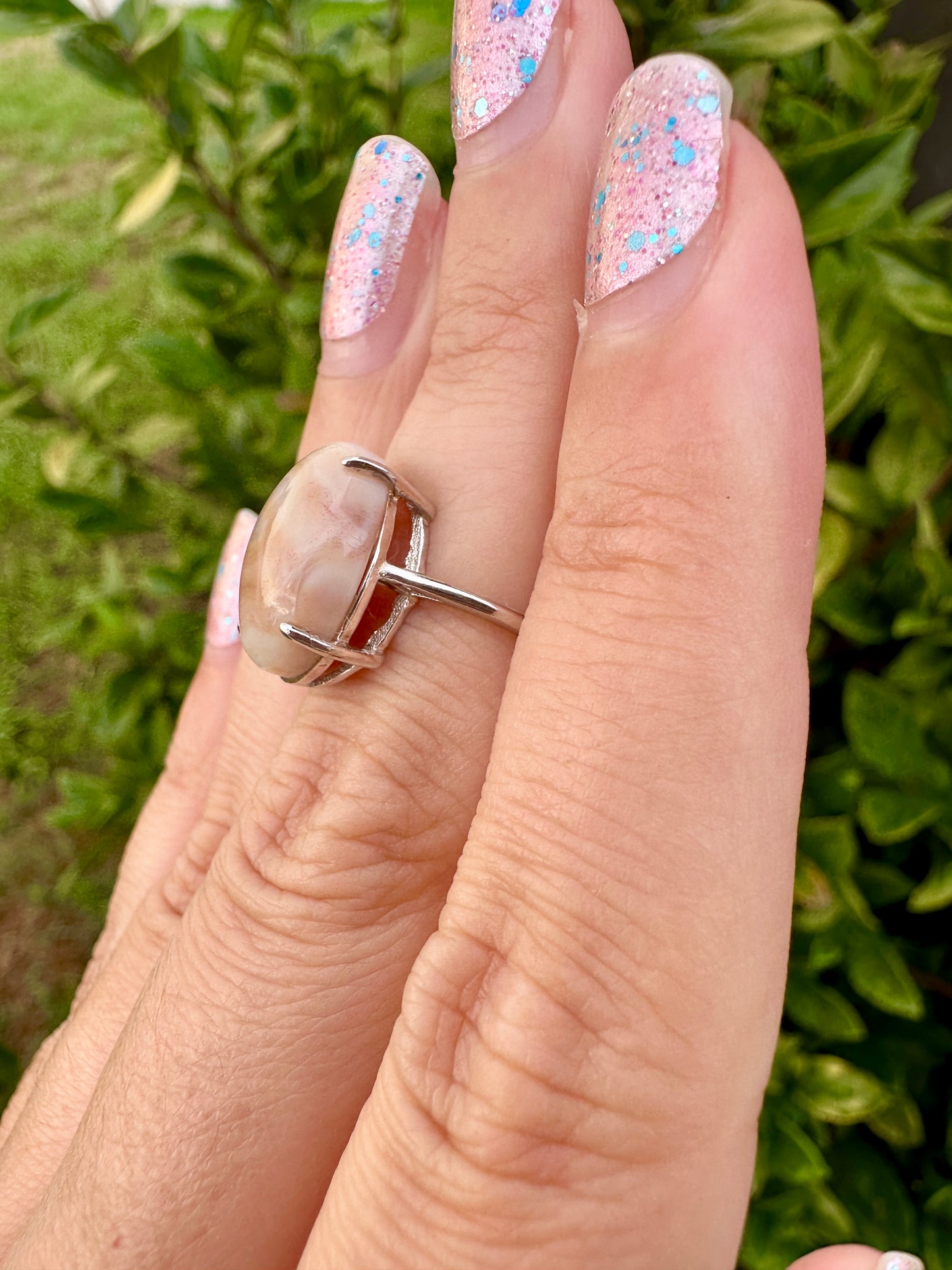 Sterling Silver Adjustable Ocean Jasper Ring – Unique Gemstone Jewelry for Women – Stylish – Perfect Gift Idea