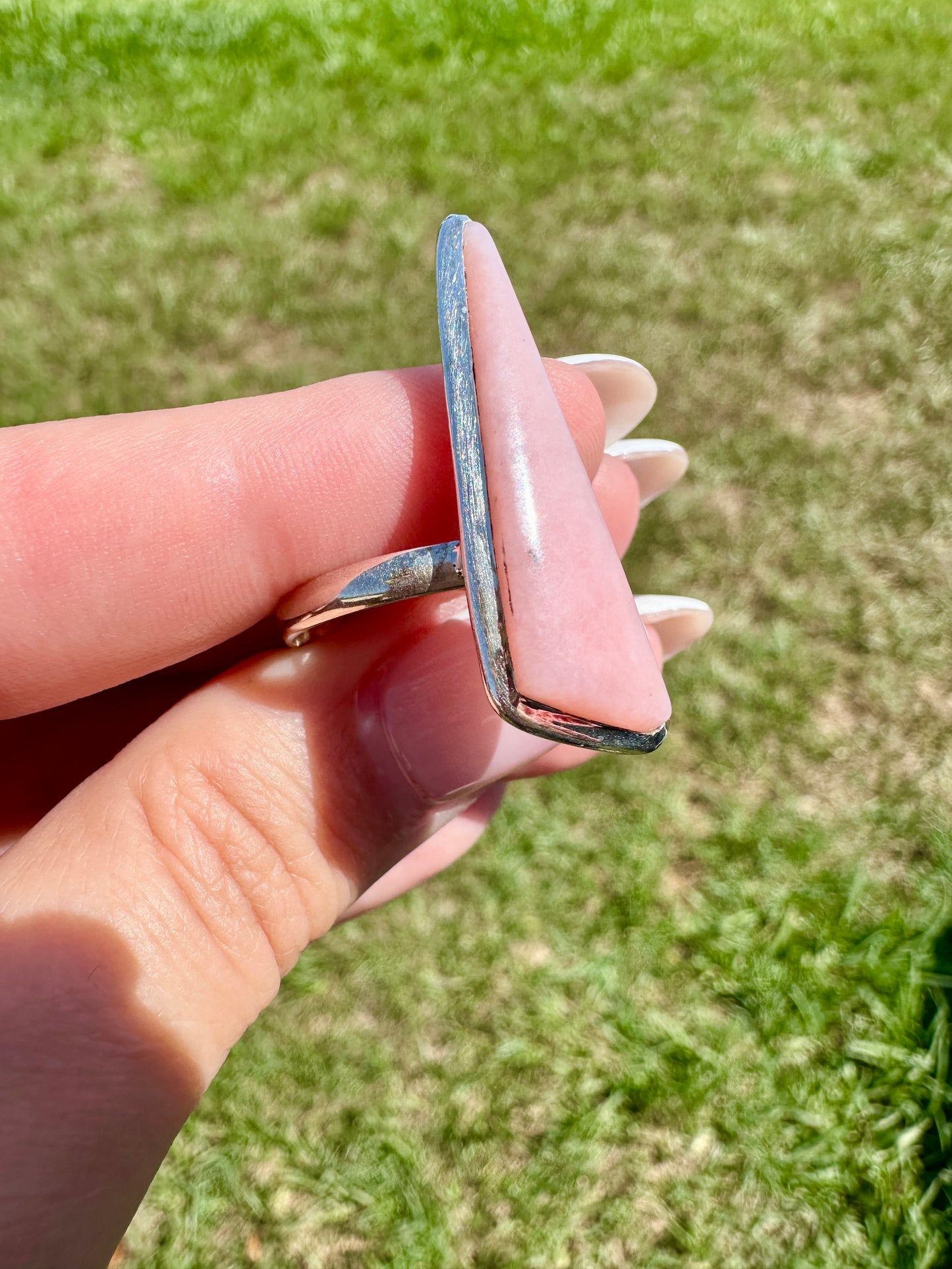 Pink Opal - Sterling Silver Size 12.25 Ring