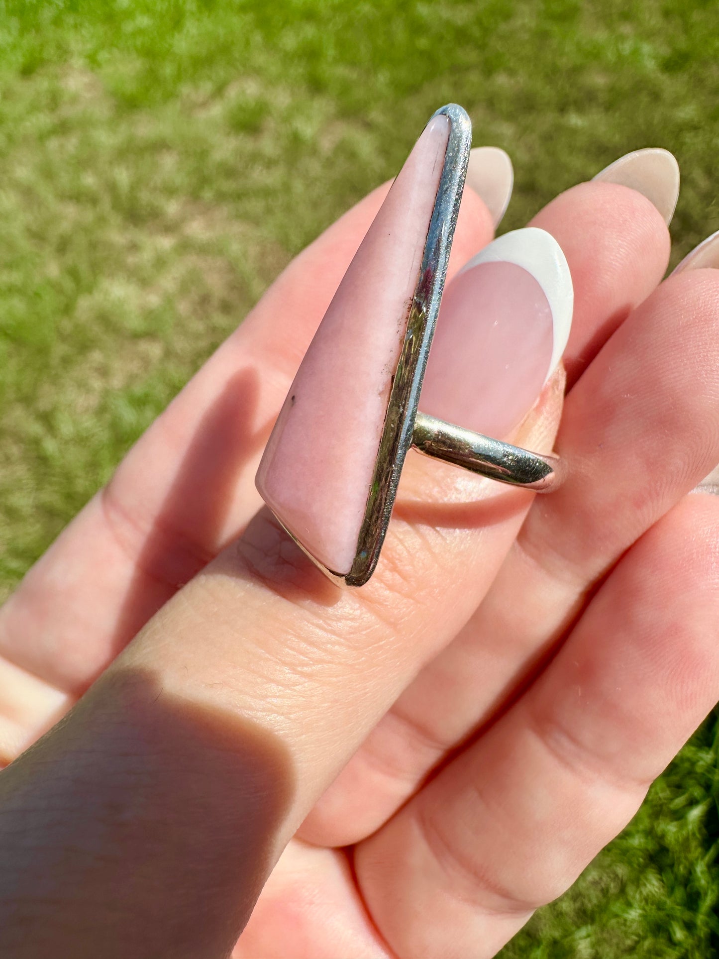Pink Opal - Sterling Silver Size 12.25 Ring