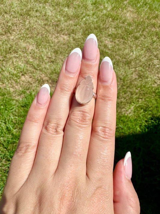 Rose Quartz - Sterling Silver Size 6 Ring