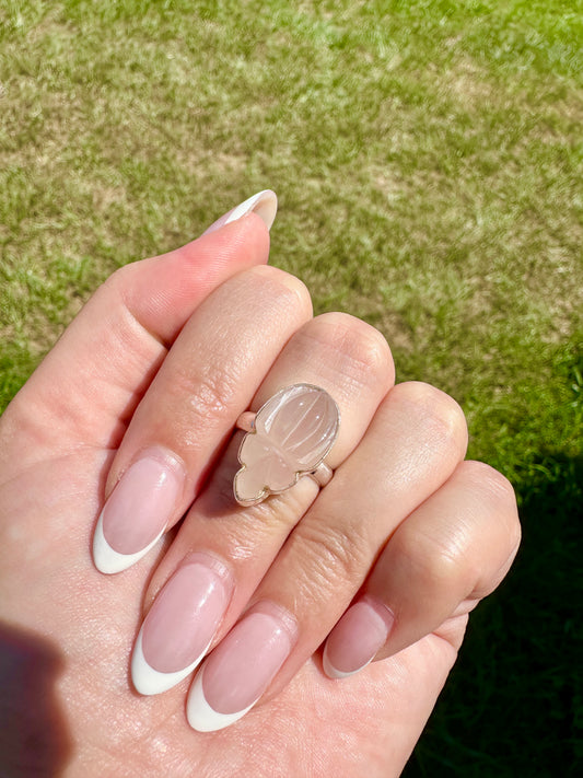 Rose Quartz - Sterling Silver Size 6 Ring