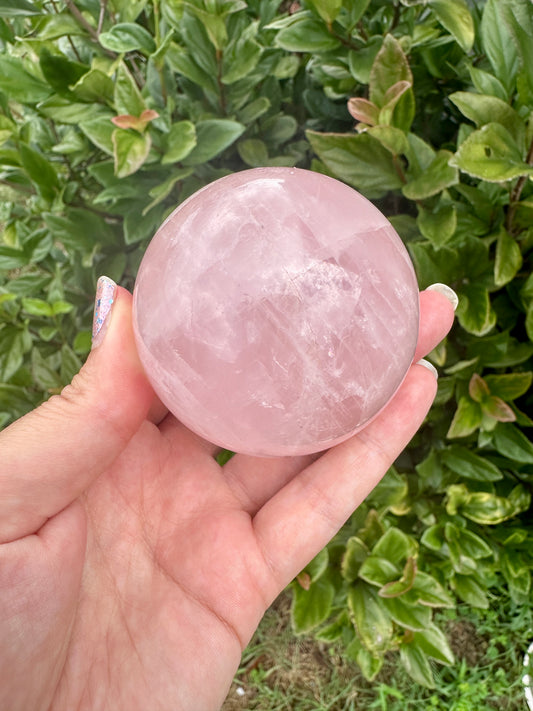 Rose Quartz Sphere – 62.9mm – Natural Healing Crystal Ball – Unique Gemstone Decor – Perfect for Meditation and Home Decor