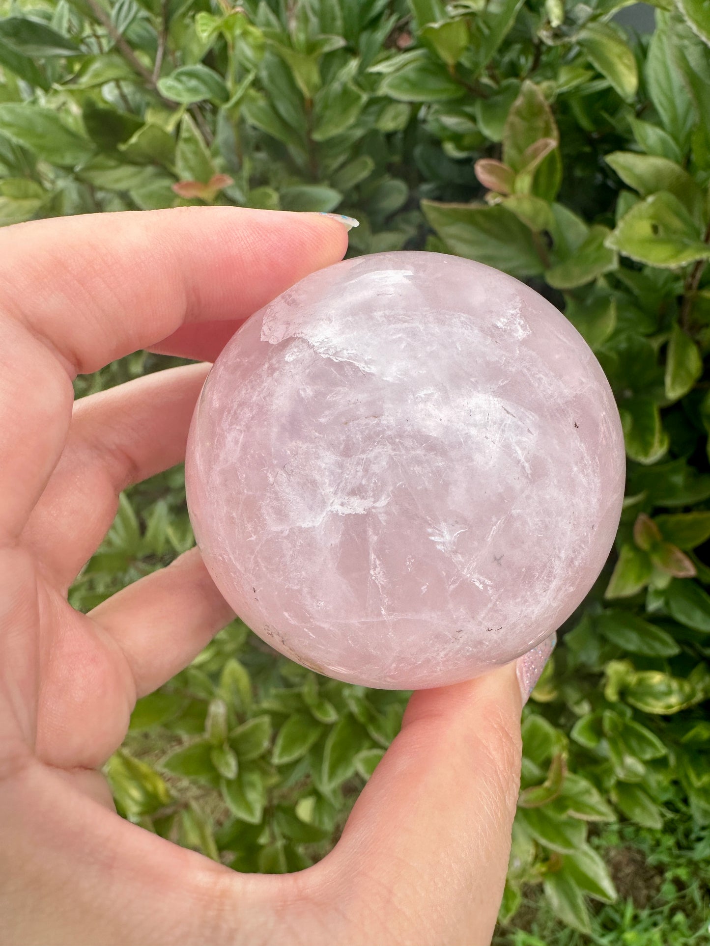 Rose Quartz Sphere – 62.9mm – Natural Healing Crystal Ball – Unique Gemstone Decor – Perfect for Meditation and Home Decor