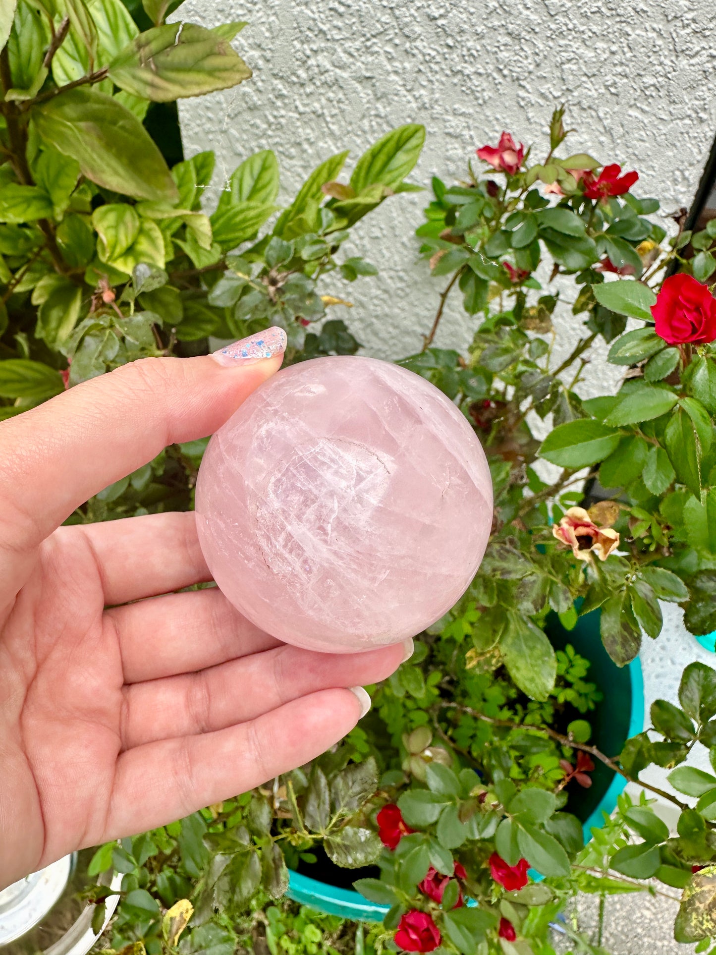 Rose Quartz Sphere – 62.9mm – Natural Healing Crystal Ball – Unique Gemstone Decor – Perfect for Meditation and Home Decor