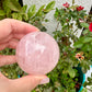 Rose Quartz Sphere – 62.9mm – Natural Healing Crystal Ball – Unique Gemstone Decor – Perfect for Meditation and Home Decor