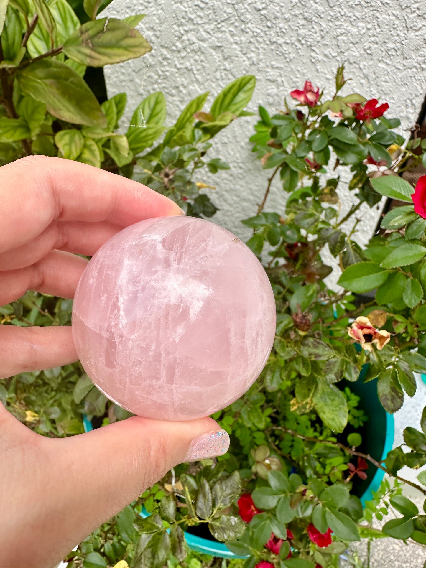 Rose Quartz Sphere – 62.9mm – Natural Healing Crystal Ball – Unique Gemstone Decor – Perfect for Meditation and Home Decor