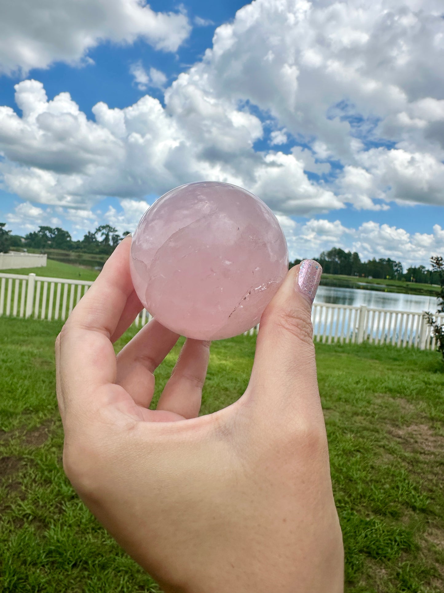 Rose Quartz Sphere – 62.9mm – Natural Healing Crystal Ball – Unique Gemstone Decor – Perfect for Meditation and Home Decor