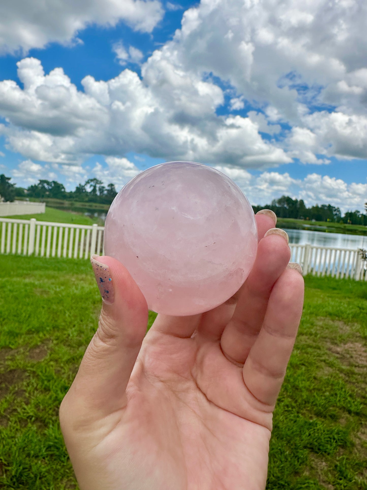 Rose Quartz Sphere – 62.9mm – Natural Healing Crystal Ball – Unique Gemstone Decor – Perfect for Meditation and Home Decor