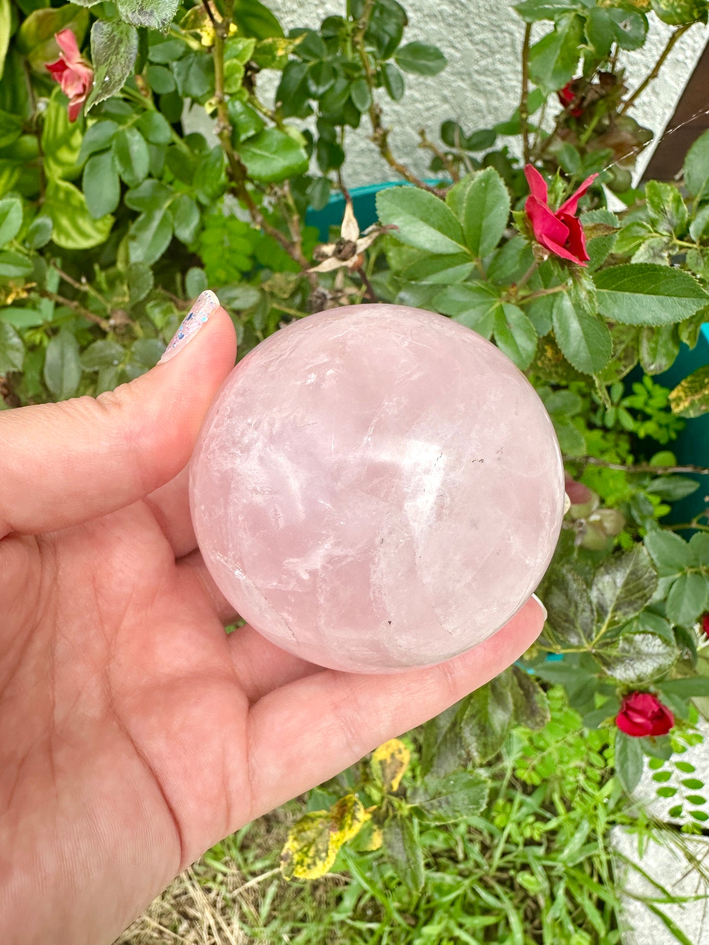 Rose Quartz Sphere – 62.9mm – Natural Healing Crystal Ball – Unique Gemstone Decor – Perfect for Meditation and Home Decor