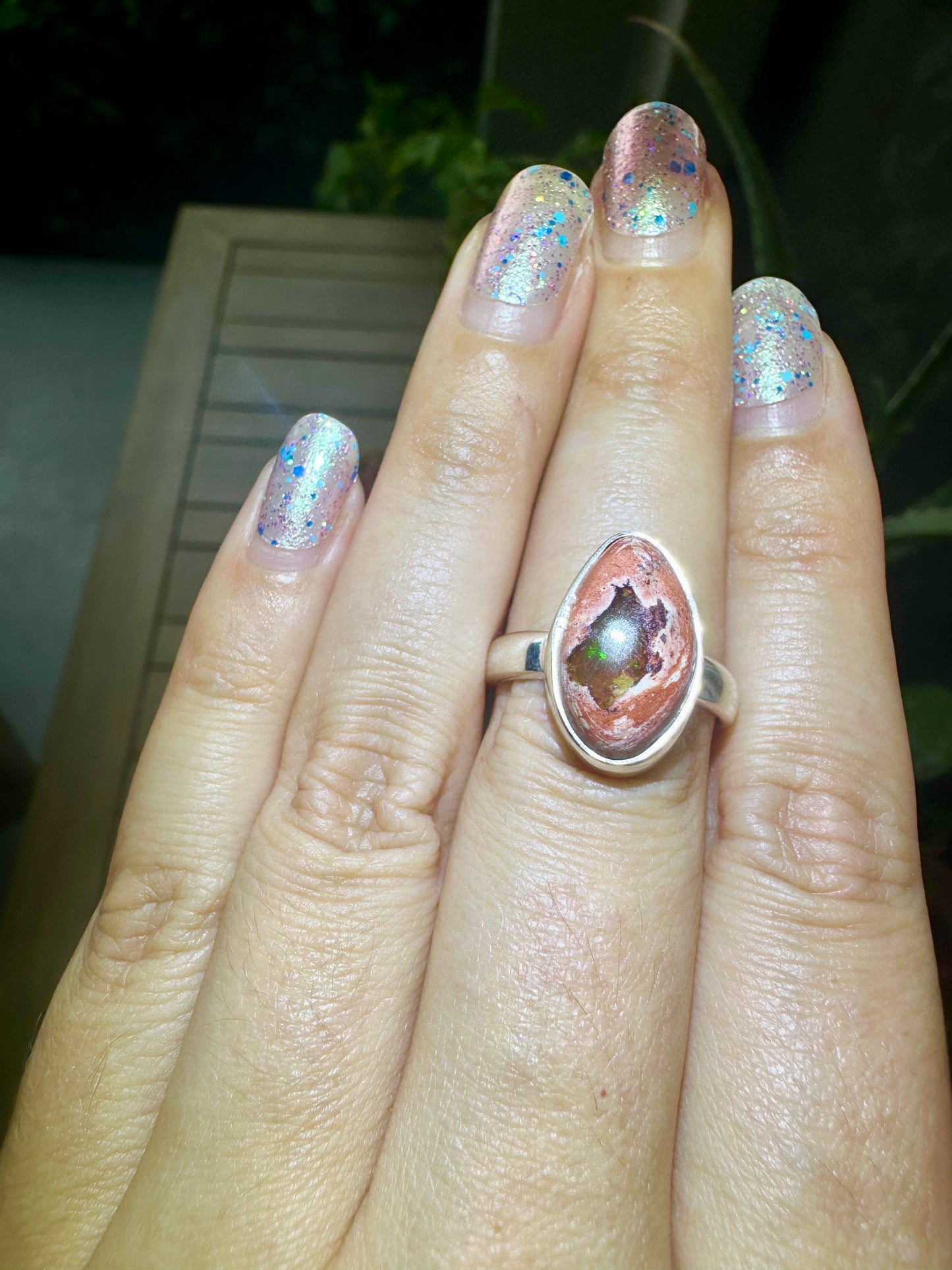 Sterling Silver Fire Opal Ring Size 8.5, Unique Gemstone Jewelry, October Birthstone, Gift for Her, Elegant Fire Opal Ring