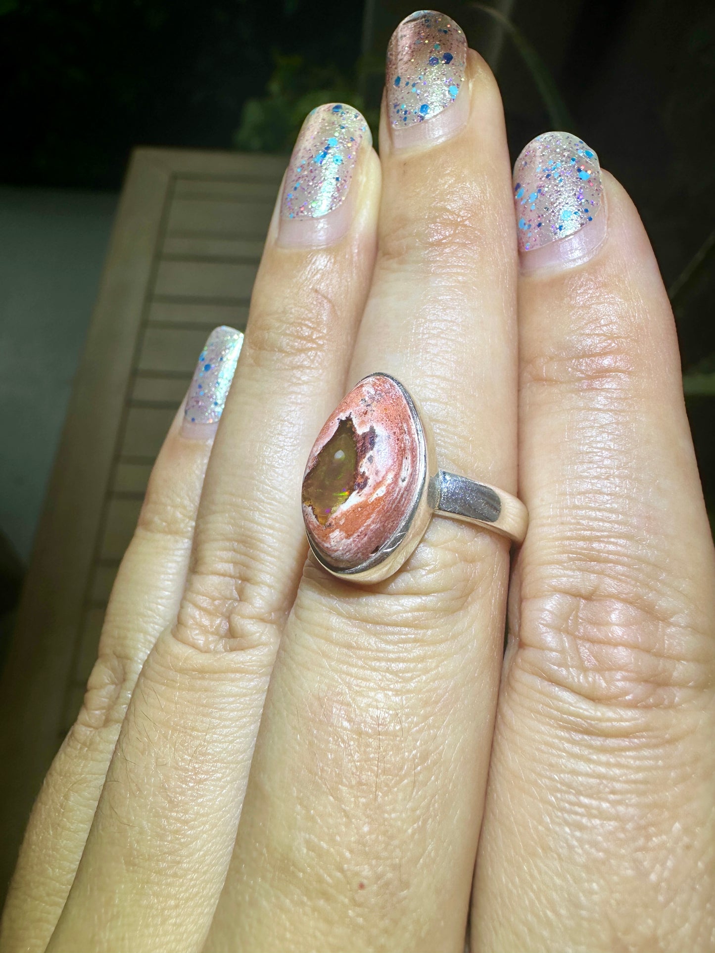 Sterling Silver Fire Opal Ring Size 8.5, Unique Gemstone Jewelry, October Birthstone, Gift for Her, Elegant Fire Opal Ring