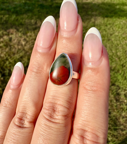 Sophisticated Size 5.25 African Bloodstone Ring in Sterling Silver