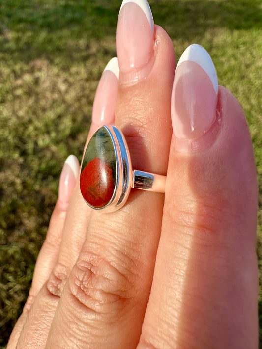 Sophisticated Size 5.25 African Bloodstone Ring in Sterling Silver