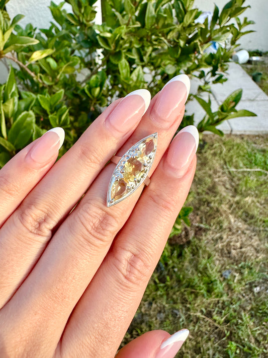 Citrine Sterling Silver Ring Size 5.25 - Elegant Jewelry for Prosperity and Joy