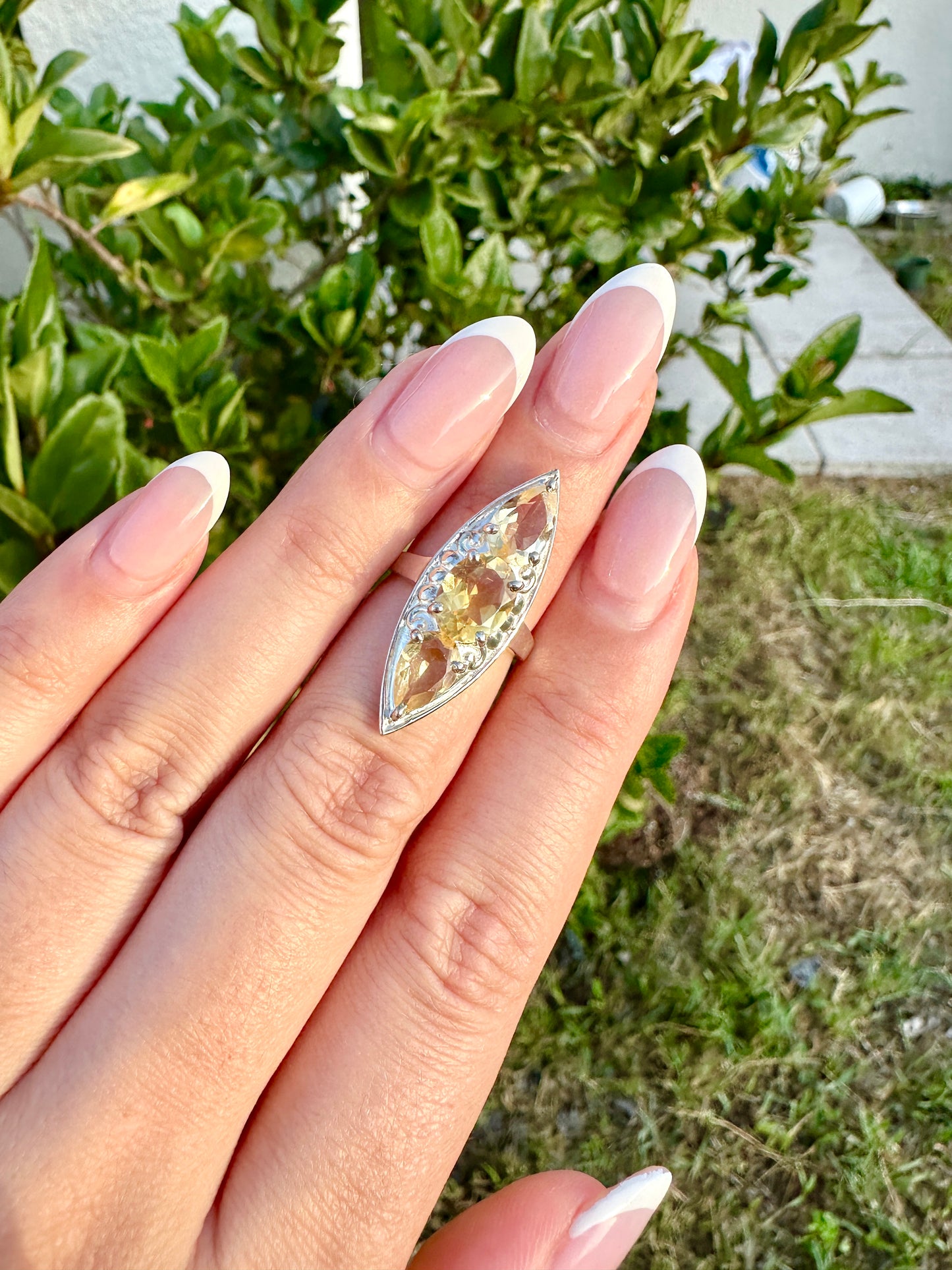 Citrine Sterling Silver Ring Size 5.25 - Elegant Jewelry for Prosperity and Joy