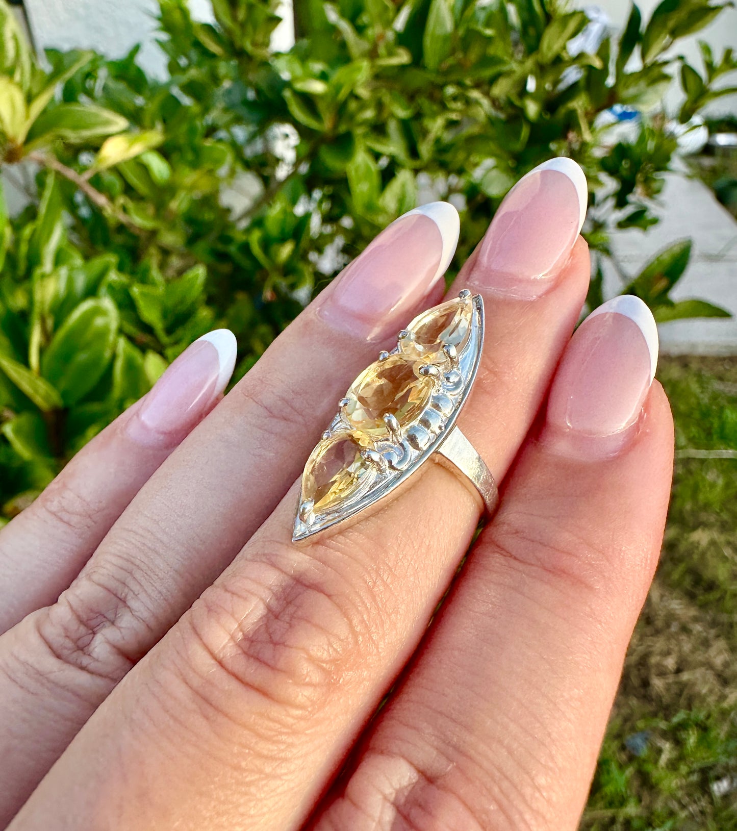 Citrine Sterling Silver Ring Size 5.25 - Elegant Jewelry for Prosperity and Joy