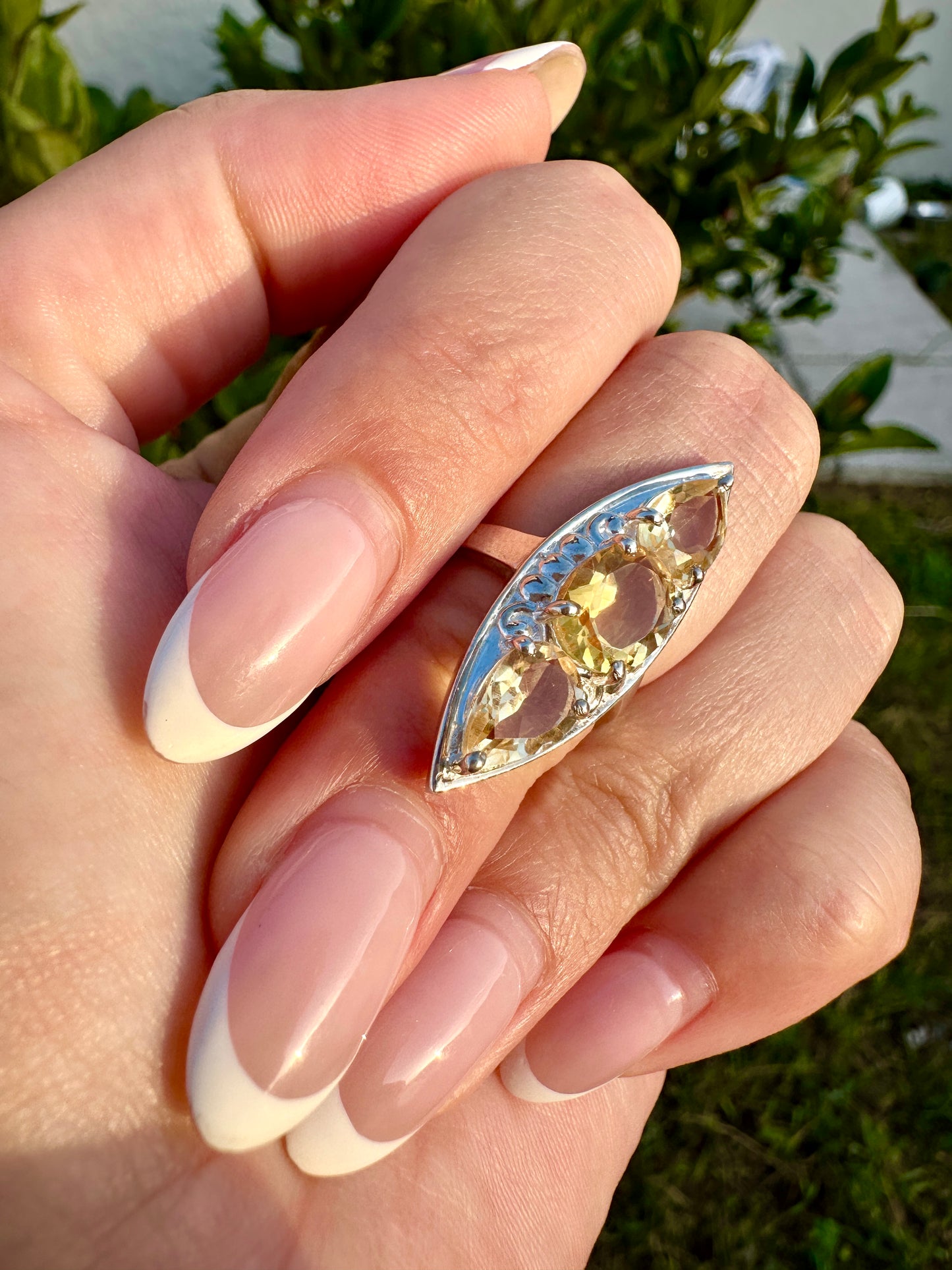 Citrine Sterling Silver Ring Size 5.25 - Elegant Jewelry for Prosperity and Joy