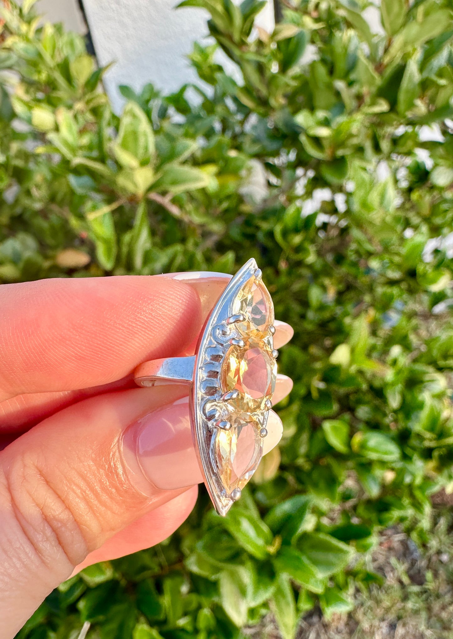 Citrine Sterling Silver Ring Size 5.25 - Elegant Jewelry for Prosperity and Joy