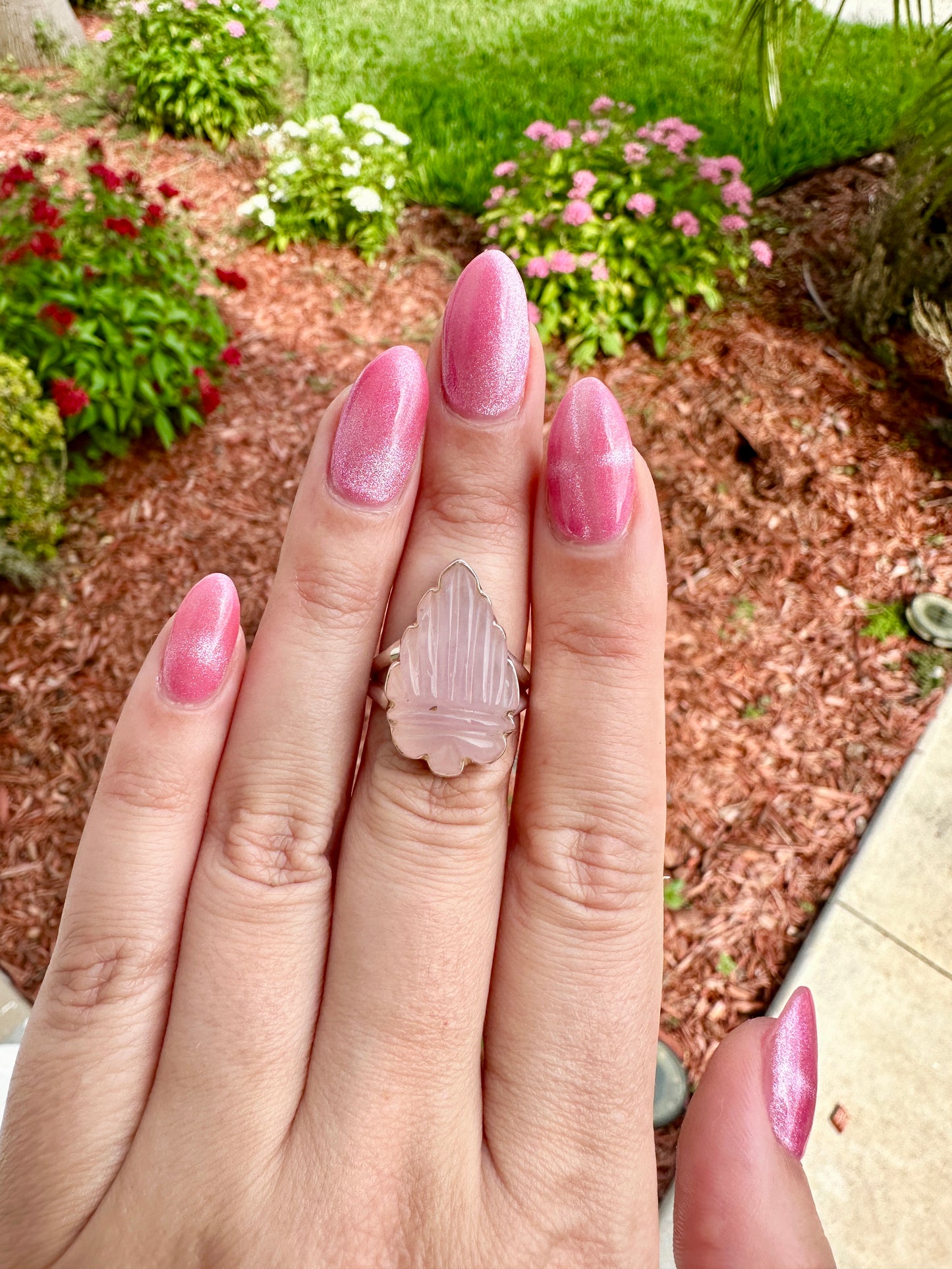 Rose Quartz - Sterling Silver Size 7.25 Ring