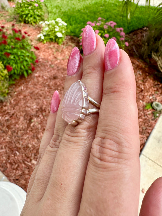 Rose Quartz - Sterling Silver Size 7.25 Ring