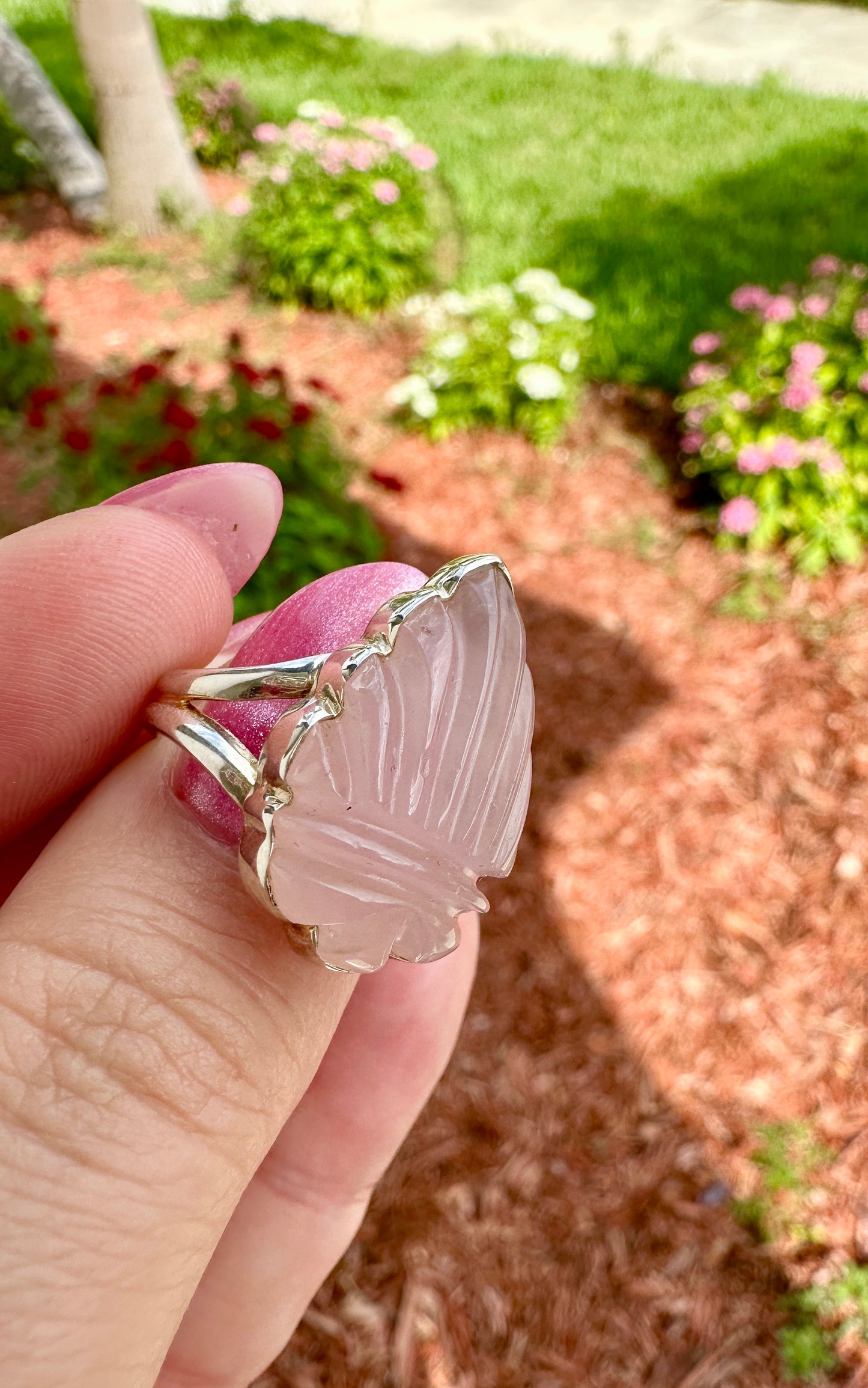 Rose Quartz - Sterling Silver Size 7.25 Ring