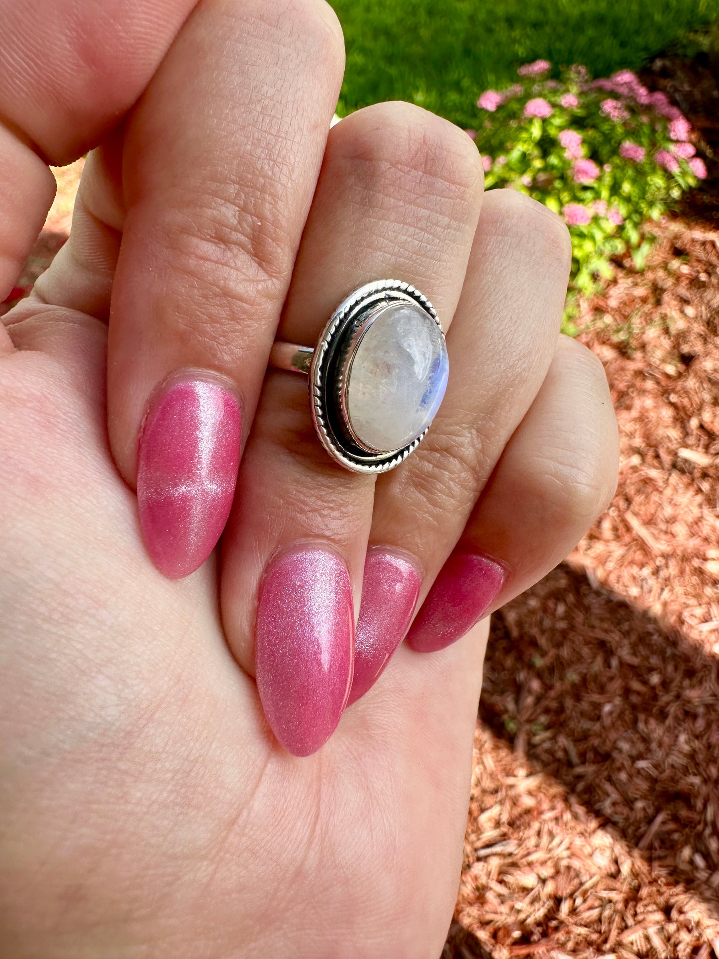 Sterling Silver Moonstone Ring Size 6
