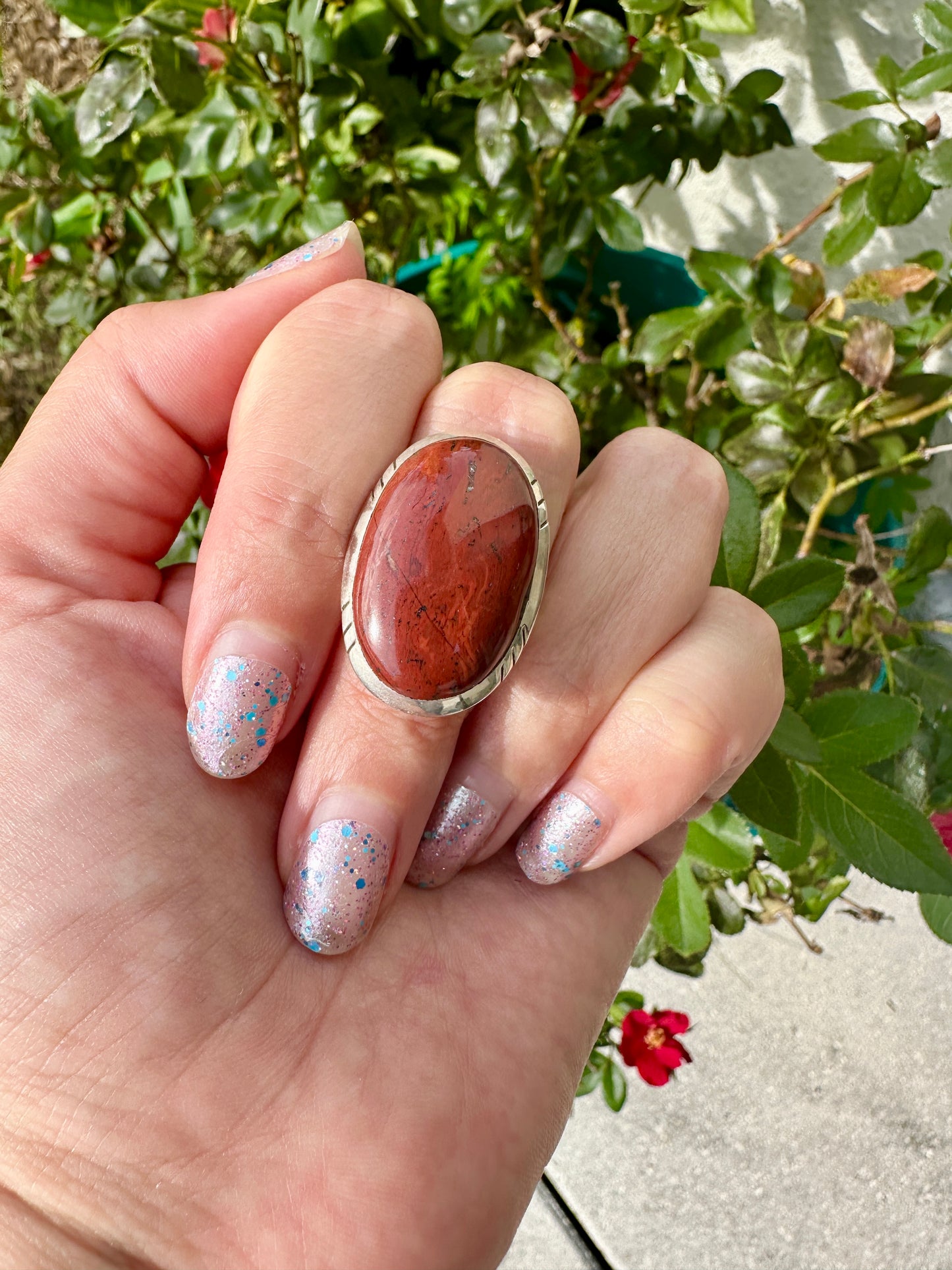 Elegant Red Jasper Sterling Silver Ring Size 8.5 - Natural Gemstone Ring for Healing, Fashion, and Gift Giving