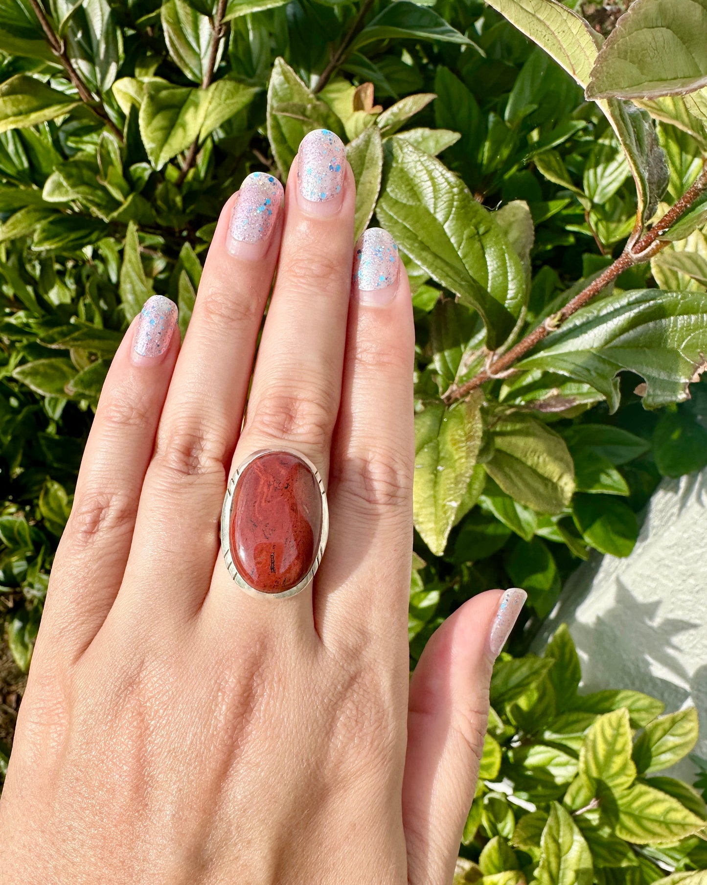 Elegant Red Jasper Sterling Silver Ring Size 8.5 - Natural Gemstone Ring for Healing, Fashion, and Gift Giving