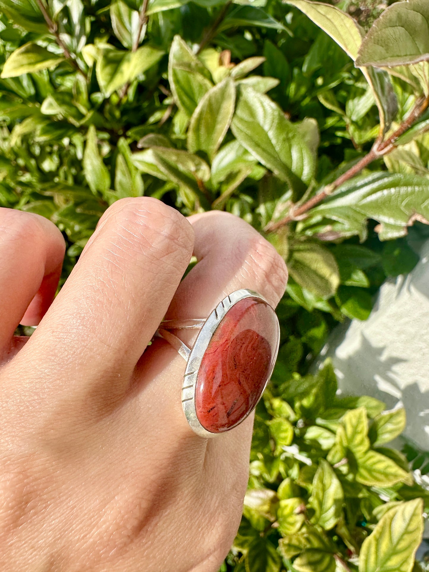 Elegant Red Jasper Sterling Silver Ring Size 8.5 - Natural Gemstone Ring for Healing, Fashion, and Gift Giving