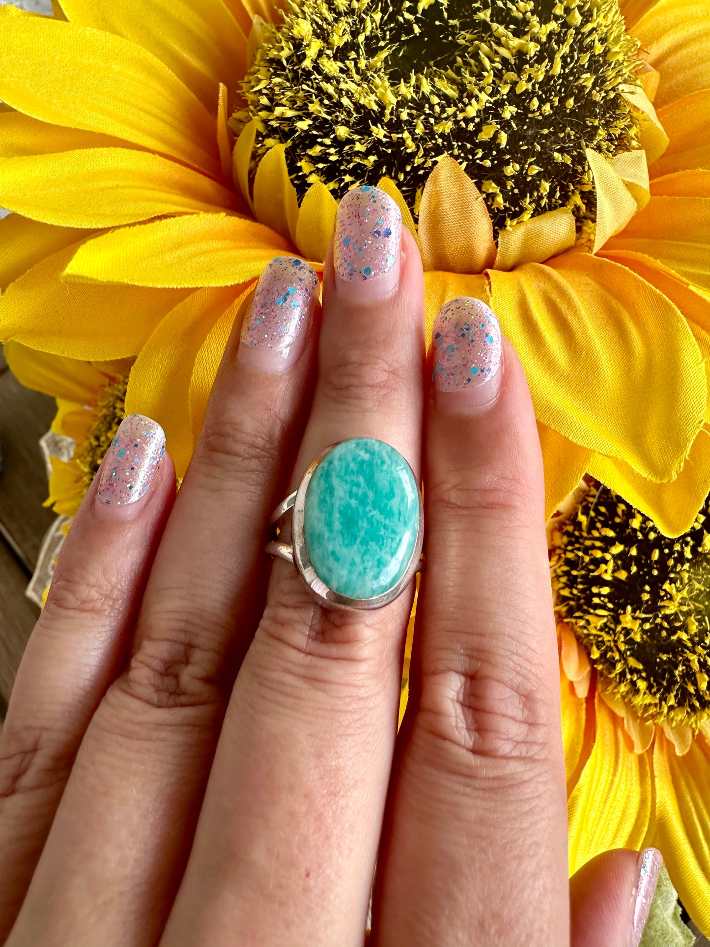 Stunning Amazonite Ring in Sterling Silver, Size 8.25 - Elegant Handcrafted Gemstone Jewelry, Perfect Gift for Special Occasions