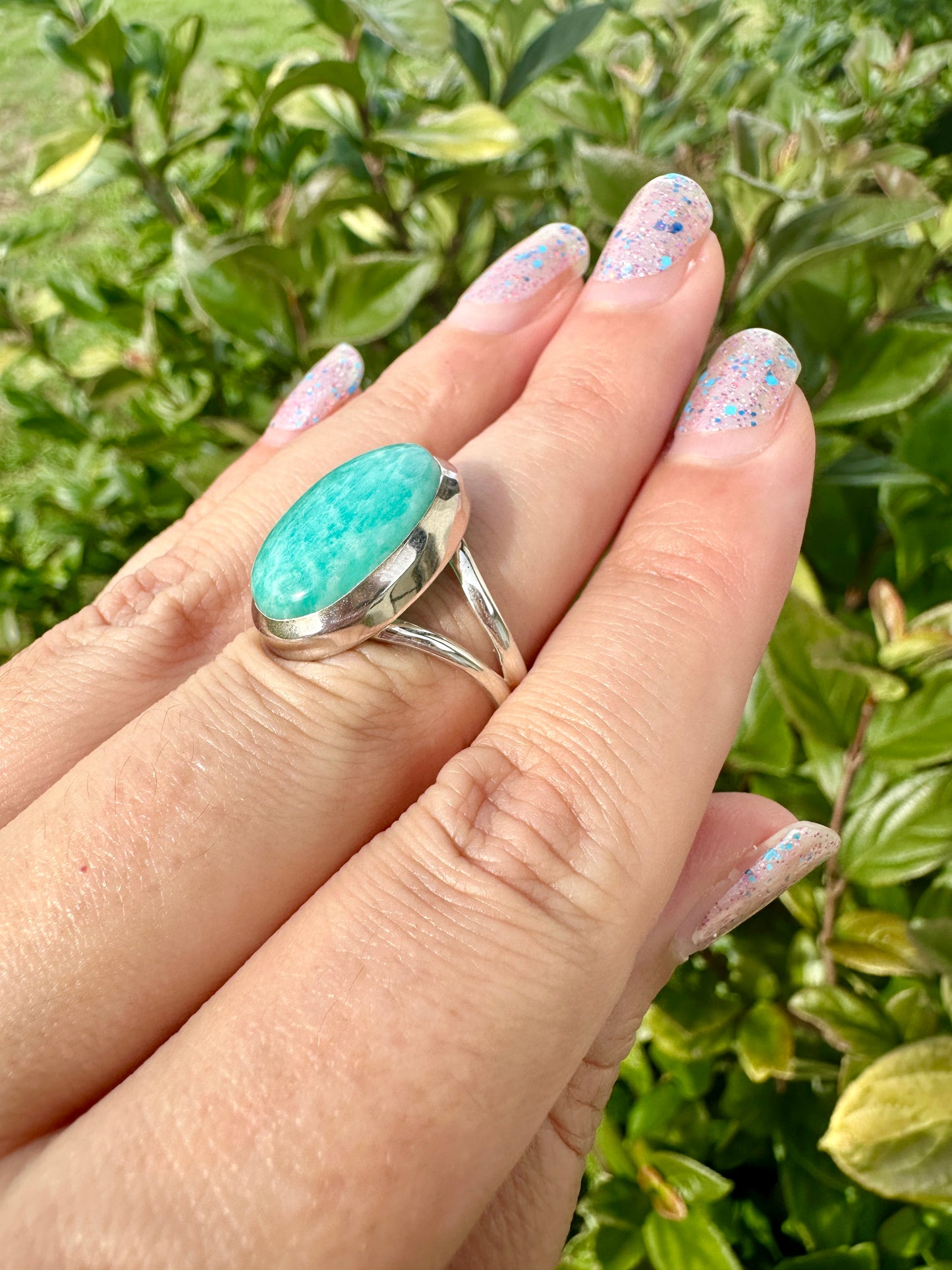 Stunning Amazonite Ring in Sterling Silver, Size 8.25 - Elegant Handcrafted Gemstone Jewelry, Perfect Gift for Special Occasions