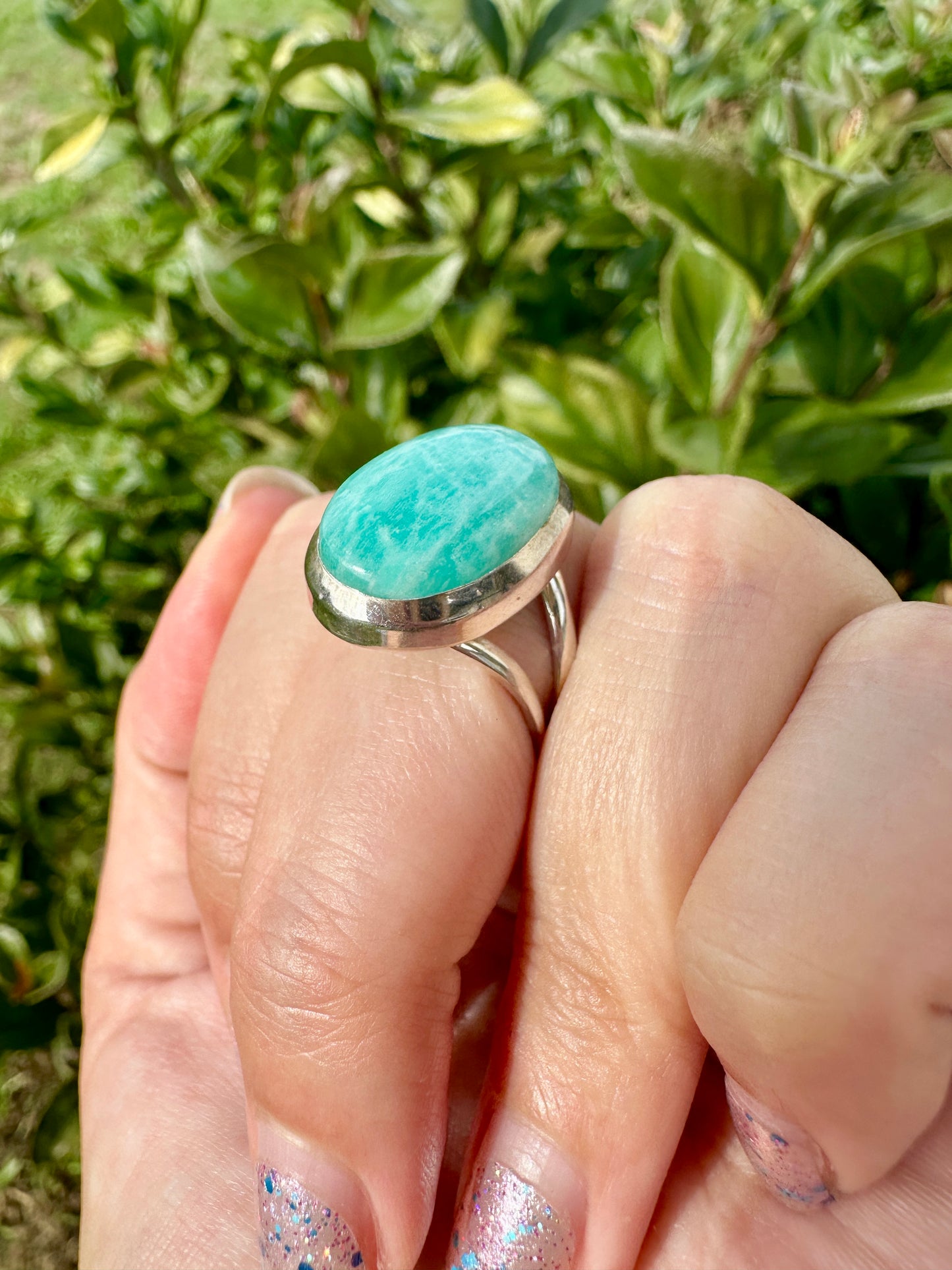 Stunning Amazonite Ring in Sterling Silver, Size 8.25 - Elegant Handcrafted Gemstone Jewelry, Perfect Gift for Special Occasions