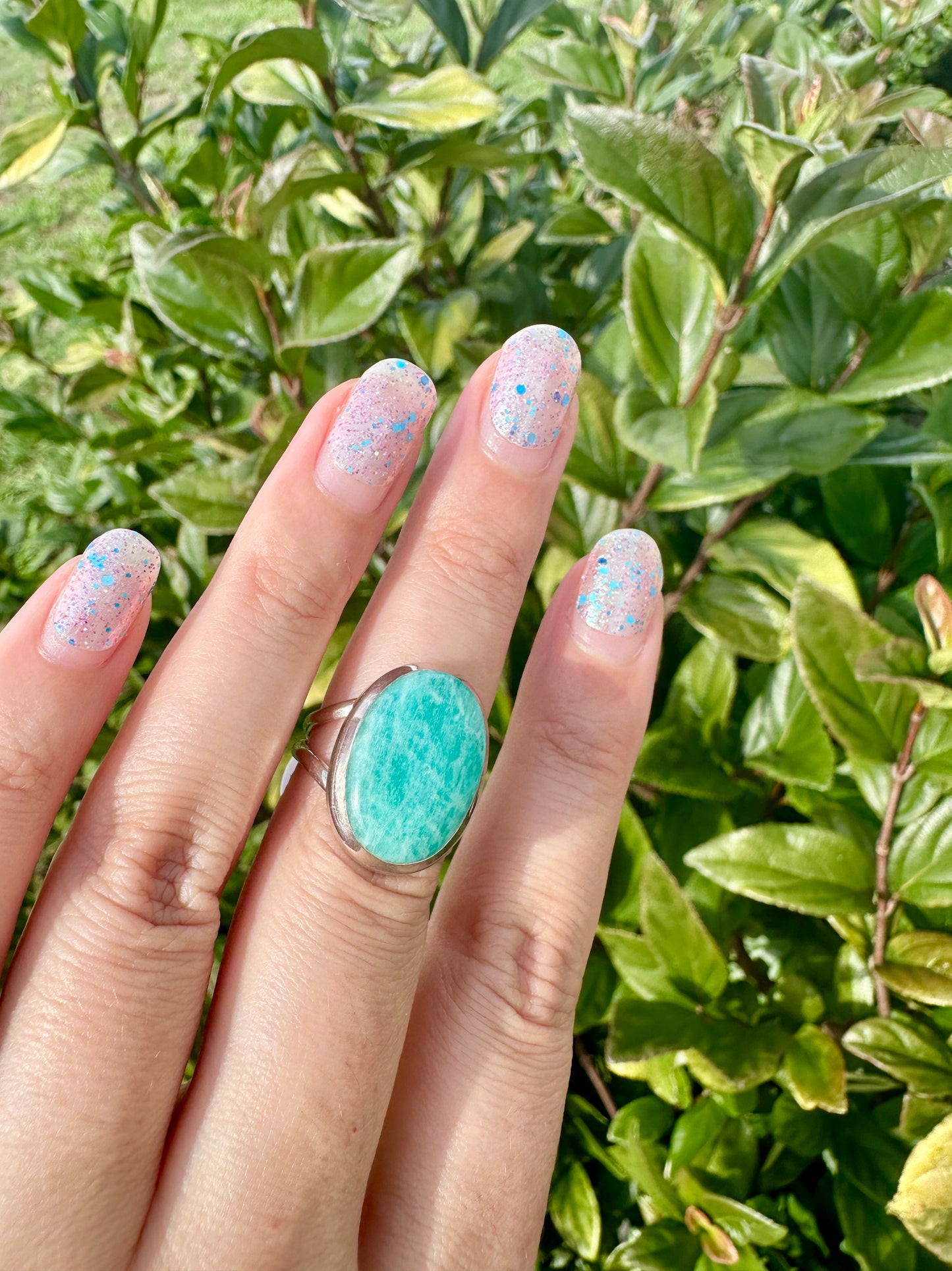 Stunning Amazonite Ring in Sterling Silver, Size 8.25 - Elegant Handcrafted Gemstone Jewelry, Perfect Gift for Special Occasions