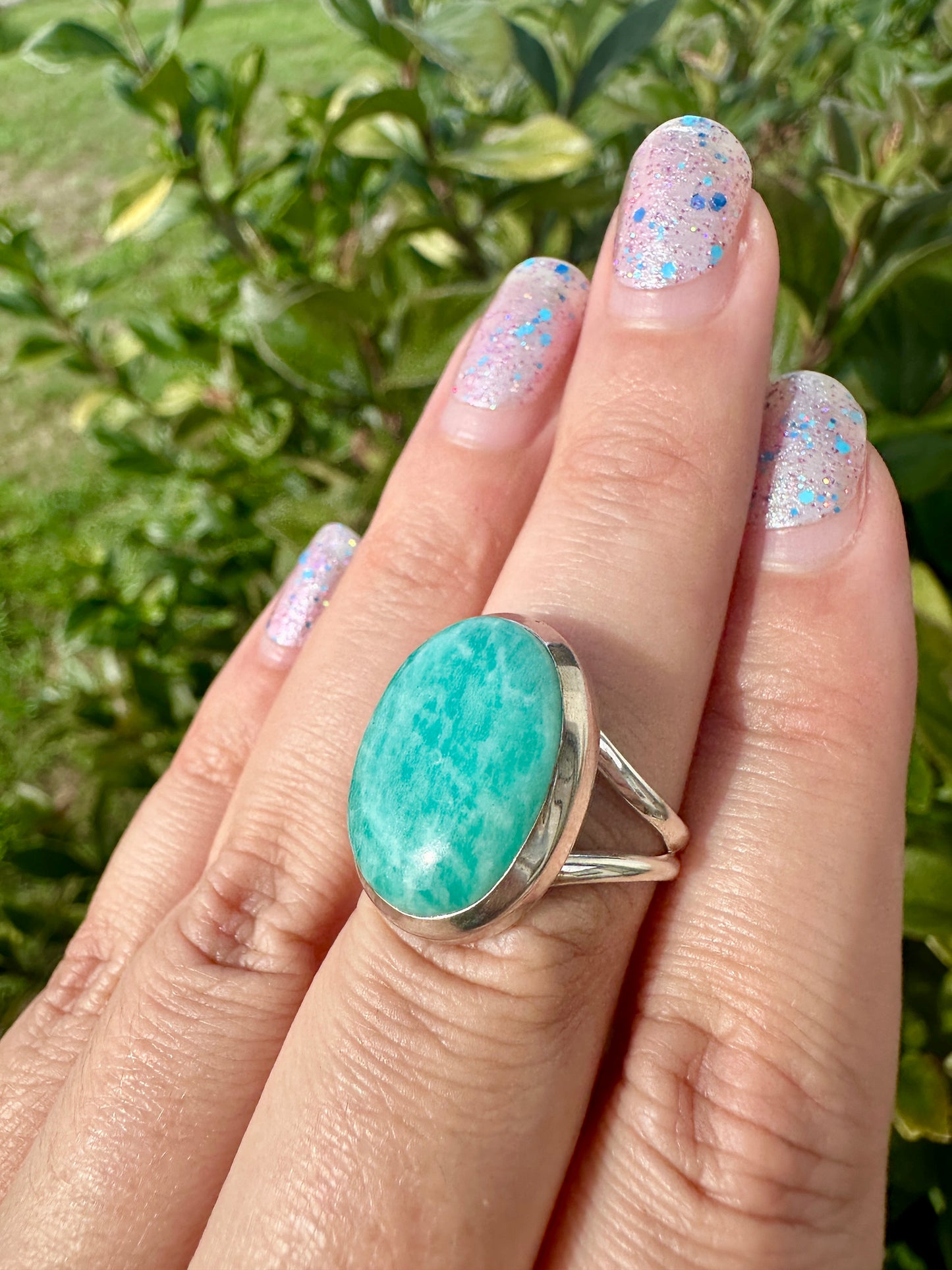 Stunning Amazonite Ring in Sterling Silver, Size 8.25 - Elegant Handcrafted Gemstone Jewelry, Perfect Gift for Special Occasions