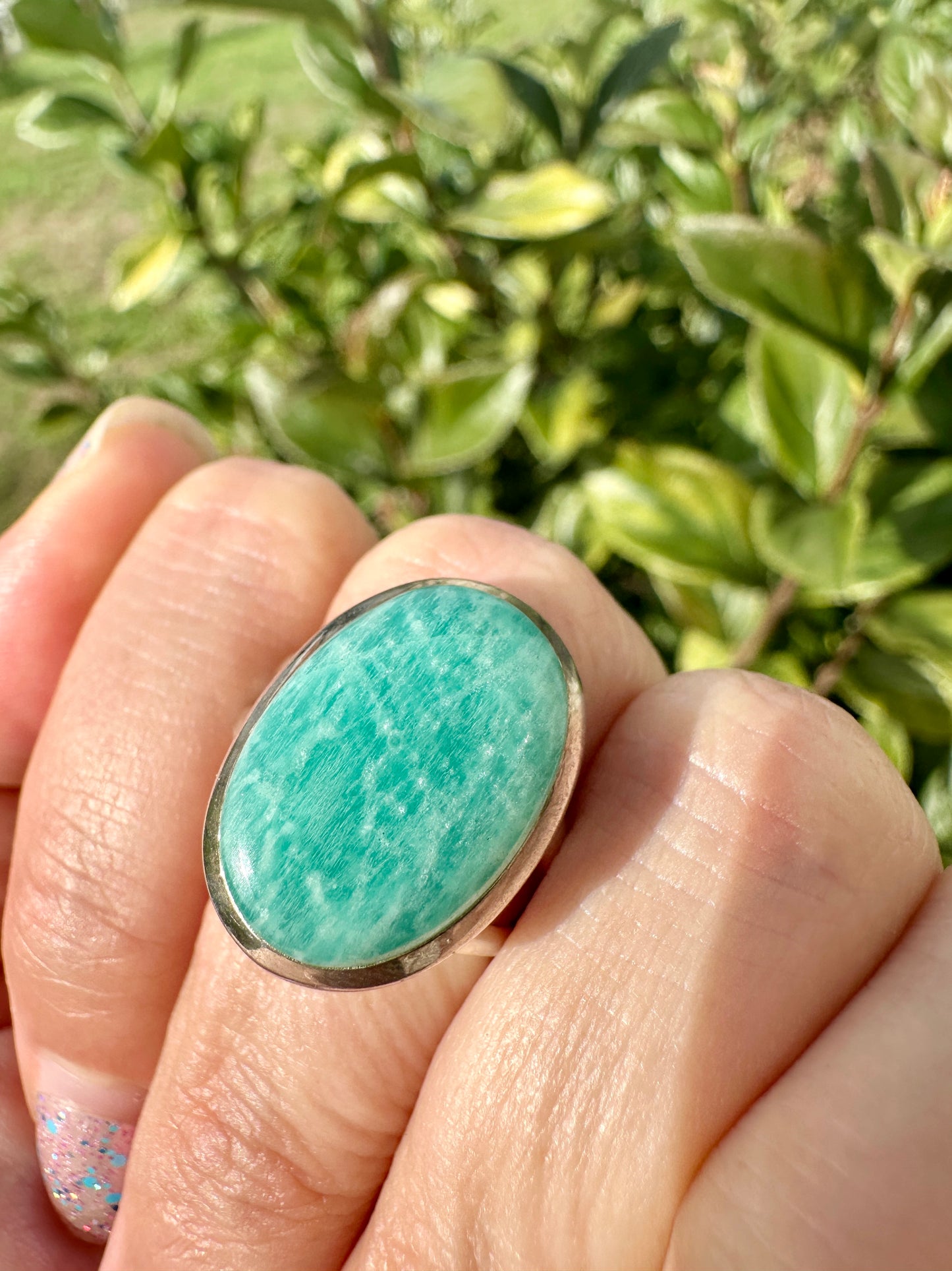 Stunning Amazonite Ring in Sterling Silver, Size 8.25 - Elegant Handcrafted Gemstone Jewelry, Perfect Gift for Special Occasions