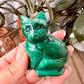 Beautiful Malachite Cat Carving - Natural Healing Crystal Sculpture for Home Decor, Collectors, and Gift Giving