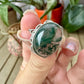 Elegant Adjustable Moss Agate Sterling Silver Ring - Natural Gemstone Ring for Healing, Fashion, and Gift Giving