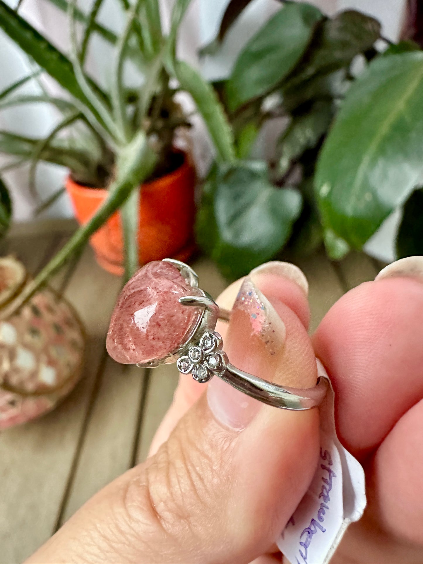 Charming Strawberry Quartz - Adjustable Ring - Natural Gemstone Ring for Healing, Fashion, and Gift Giving