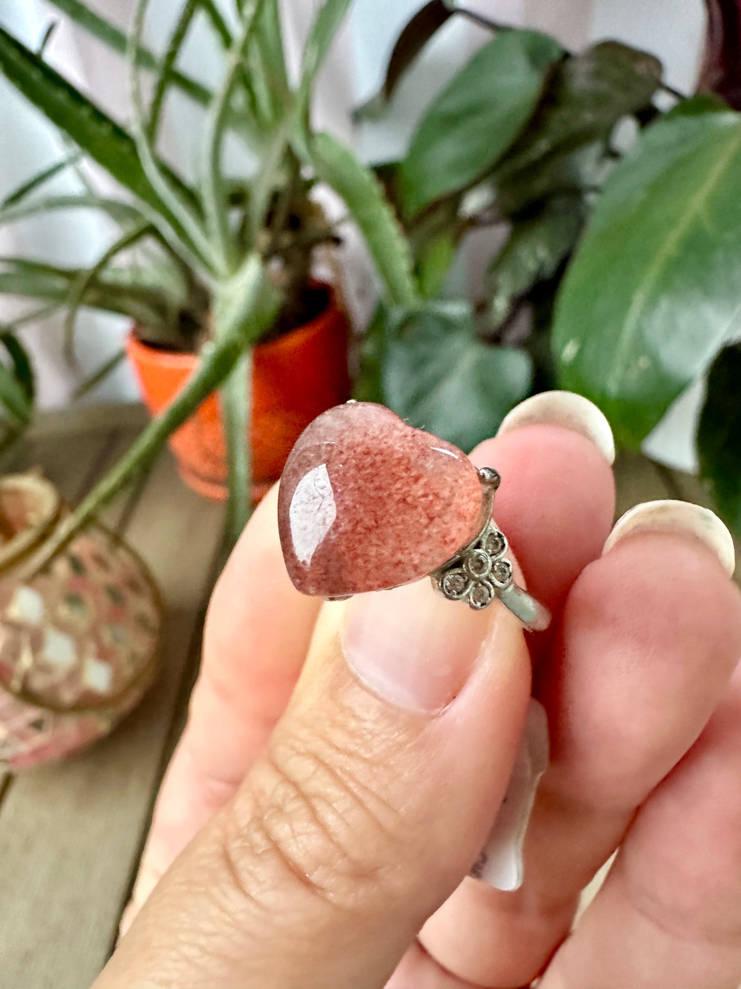 Charming Strawberry Quartz - Adjustable Ring - Natural Gemstone Ring for Healing, Fashion, and Gift Giving