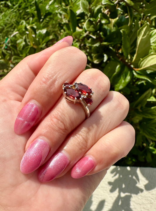 Sterling Silver Garnet Ring Size 8