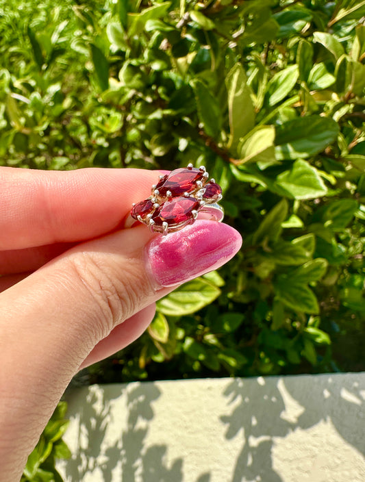 Sterling Silver Garnet Ring Size 8