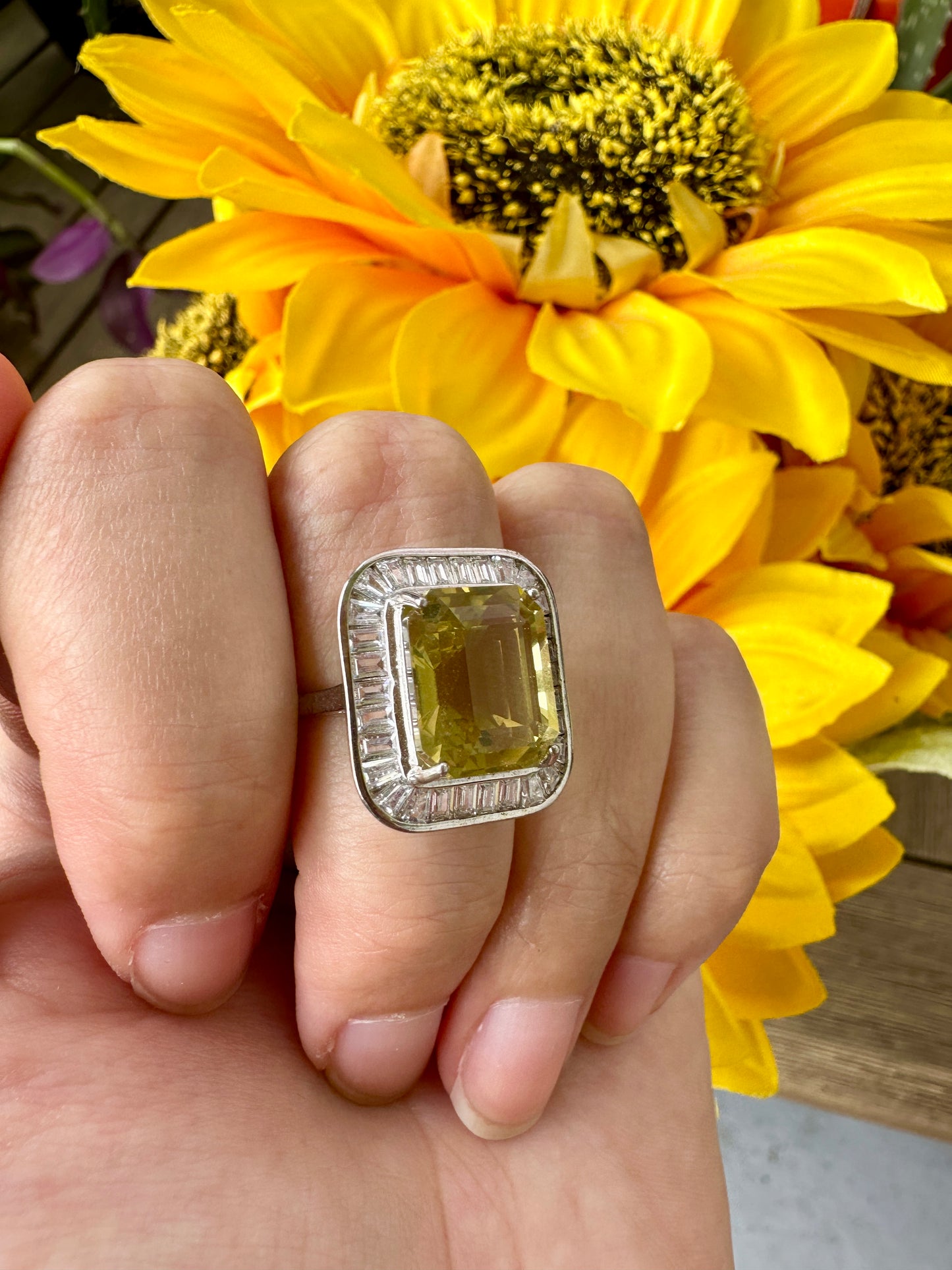 Exquisite Yellow Moissanite Sterling Silver Adjustable Ring - Natural Gemstone Ring for Healing, Fashion, and Gift Giving