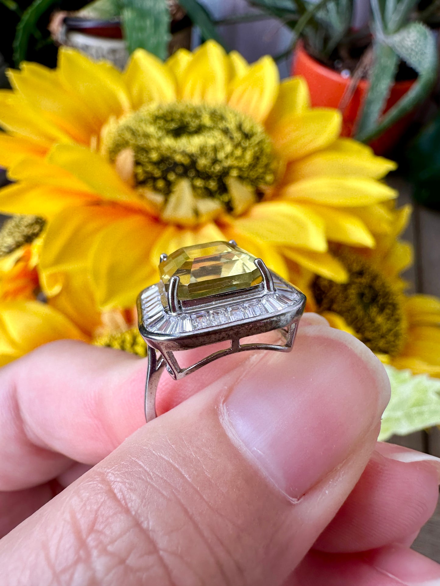 Exquisite Yellow Moissanite Sterling Silver Adjustable Ring - Natural Gemstone Ring for Healing, Fashion, and Gift Giving